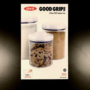 Oxo 3-Piece Pop Round Canister Set, White/Clear